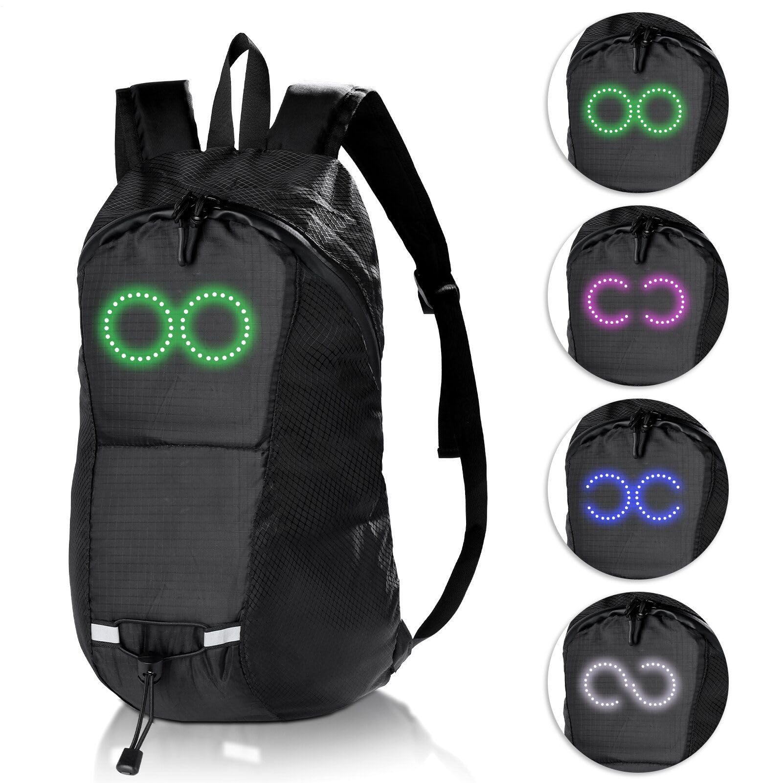 Rucksackbeleuchtung | Rucksack für Laptop, Motiv – Reisetasche, Sicherheit für Fahrrad, Wandern, Camping, Trekking, Reisen im Freien, Schwarz , Se référer au descriptif, Siehe Beschreibung