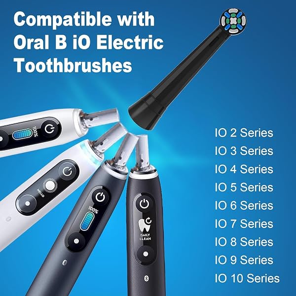 Set of 4 Replacement Toothbrush Heads for Oralb iO Series 2 3 4 5 6 7 8 9 10 High Quality DuPont Bristles for Deep and Delicate Cleaning, Compatible with All iO Models - 2