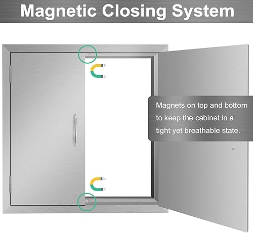 Miniatura 2 de Seeutek Puertas de cocina al aire libre, puerta de acceso para barbacoa, 30 pulgadas de ancho x 21 pulgadas de alto, construcción de doble pared de
