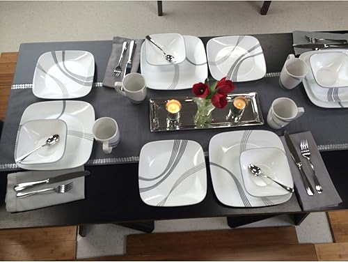 Miniatura 7 de Corelle Boutique Square Urban Arc - Juego de vajilla de 16 piezas servicio para 4 personas