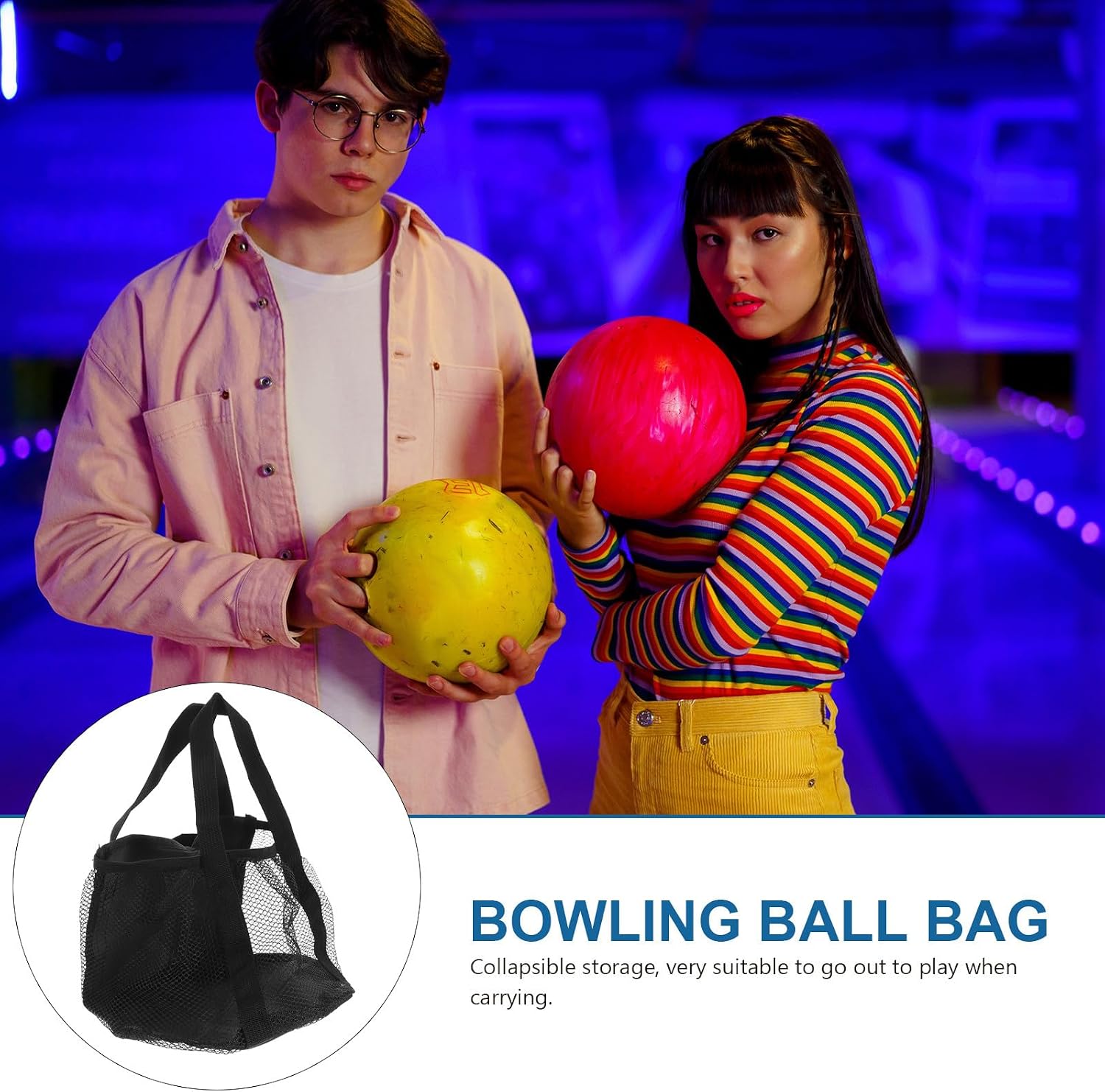 Bowling Ball Tote Bag Single Large Mesh Design Sports Carrier with Handle Practical Outdoor Bowling Ball Storage Pouch for Men