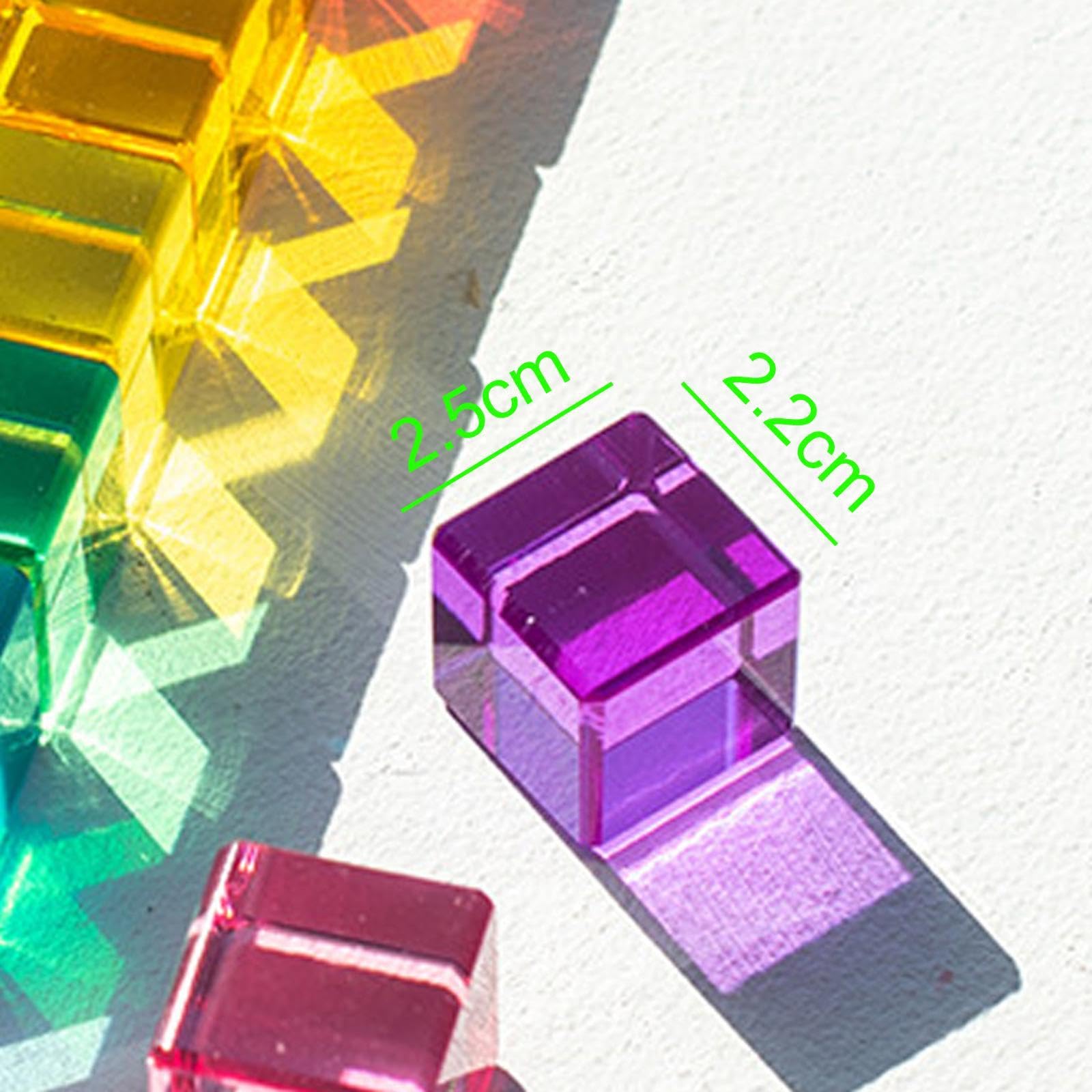 Stapelspiel Regenbogen Acryl Edelsteinwürfel, Regenbogen-GEM-Würfel Bausteine, Glatt Stapelspiel Würfelblöcke Bausteine-Set für Kinder,60Stück+10 Karten,Hohe Transparenz