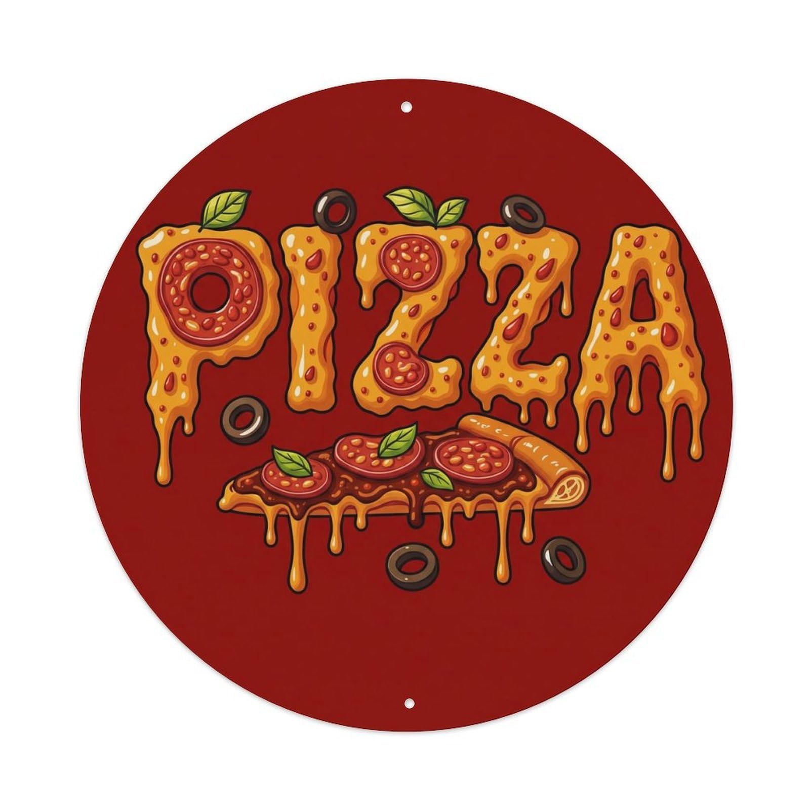 Cwbufd Vintage Style Vintage Pizza Slice Xo Sauce Vintage Metal Tin Sign Plaque Wall Decor For Cafe, Club Bar, Office, Garden Metal Poster 8X8inch