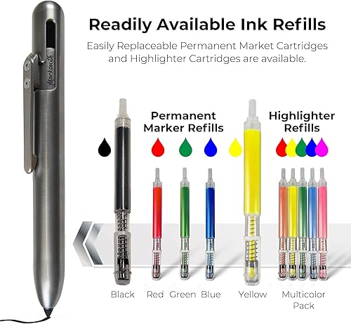 Miniatura 3 de MARKSMITH - Marcador permanente retráctil de titanio, escribe en cualquier superficie con este bolígrafo EDC con una sola mano  Bolígrafo EDC de