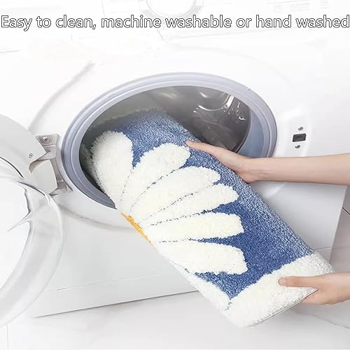 Miniatura 5 de Alfombra de baño con diseño de margaritas, suave, antideslizante, absorbente, reutilizable, lavable a máquina, decoración del hogar para baño y
