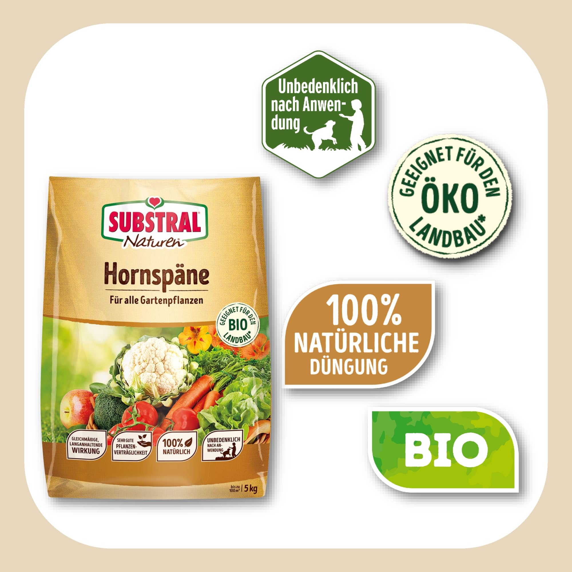 Substral Naturen Bio - Virutas de cuerno orgánico, 5 kg, abono orgánico para jardines y balcones, rico en nutrientes y bajo contenido de cloro