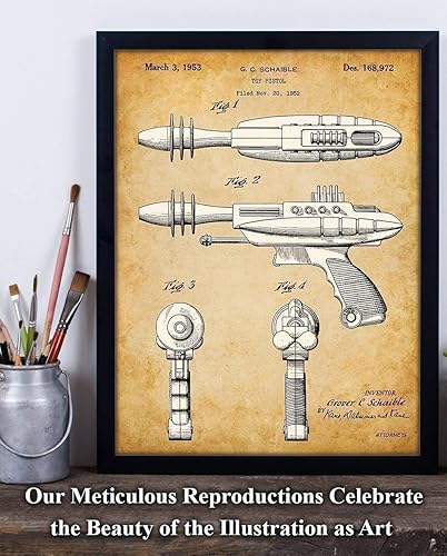 Miniatura 2 de Retro Toy Raygun Patent - Genial arma de ciencia ficción, decoración de guardería y sala de juegos, póster de arte de pistola láser, gran regalo