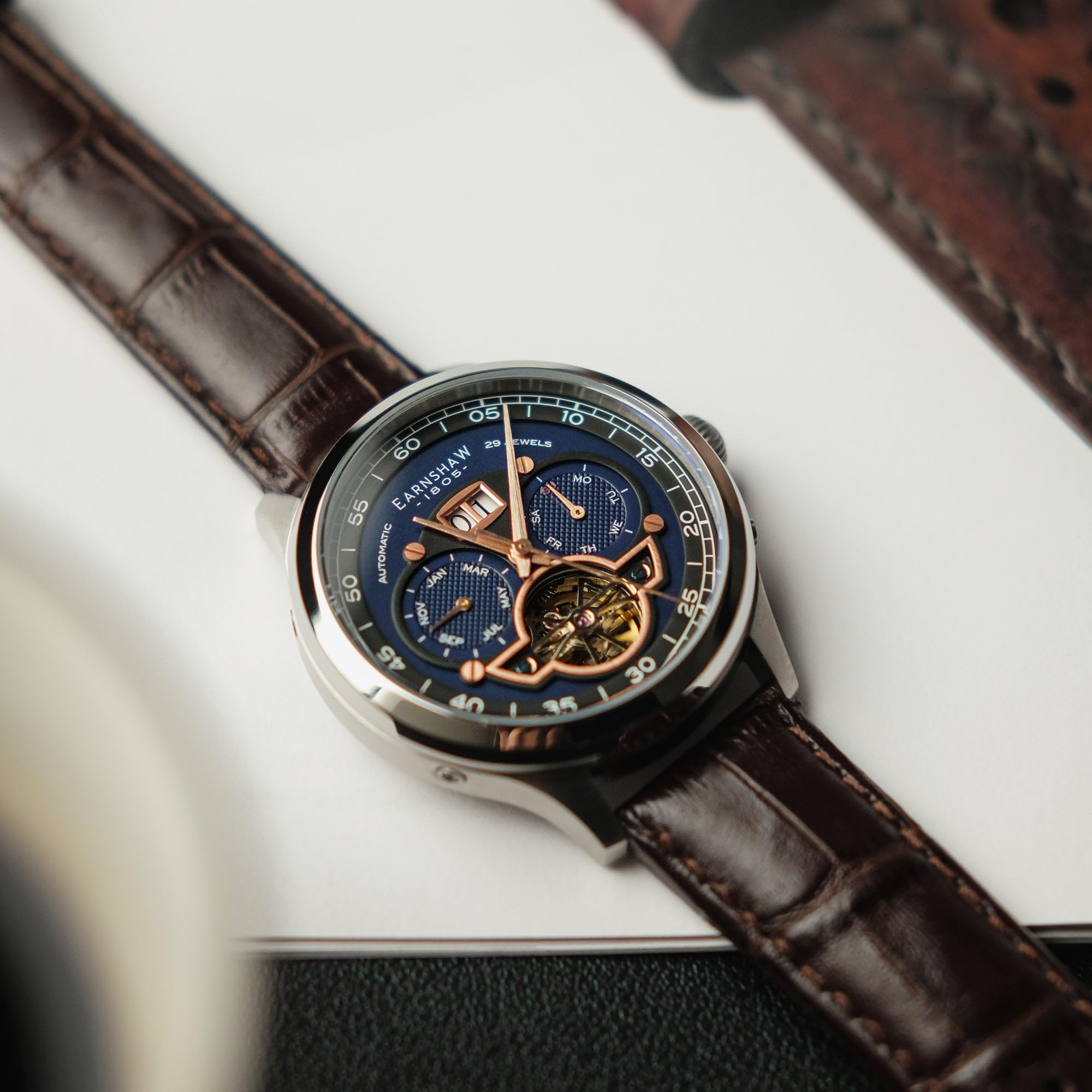 Earnshaw Orologio automatico ES-8187-02, blu, Moderno