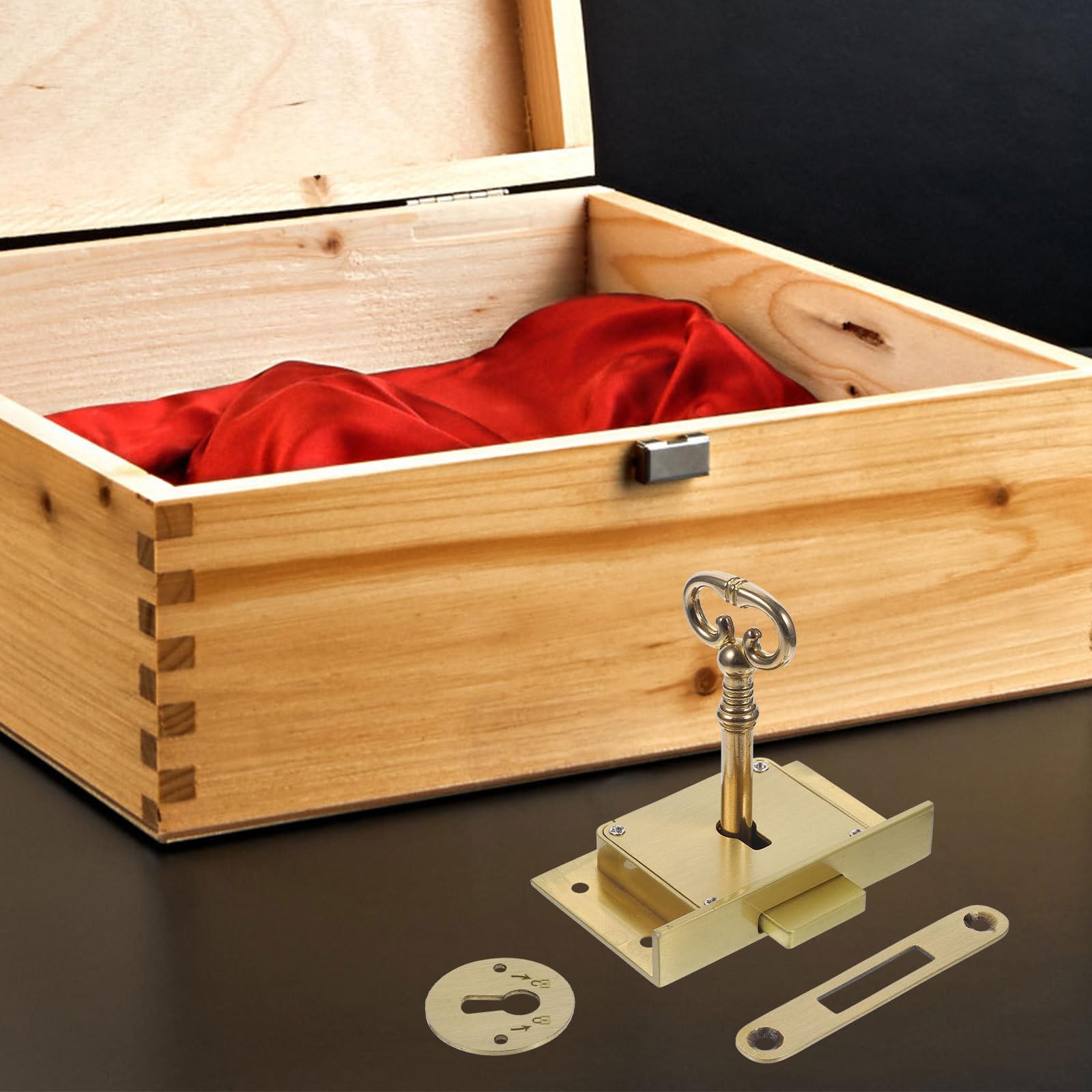 Cerradura de Cajón Vintage Cuadrada de Latón para Cajas de Madera