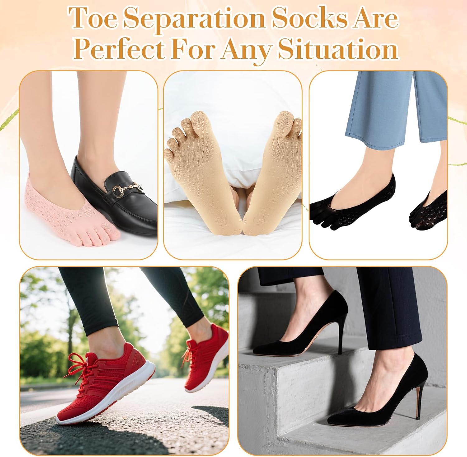 4 Pairs Ortho Toe Compression Socks, Bunion Toe Alignment Relief Socks Toe Sock for Women - Image 7