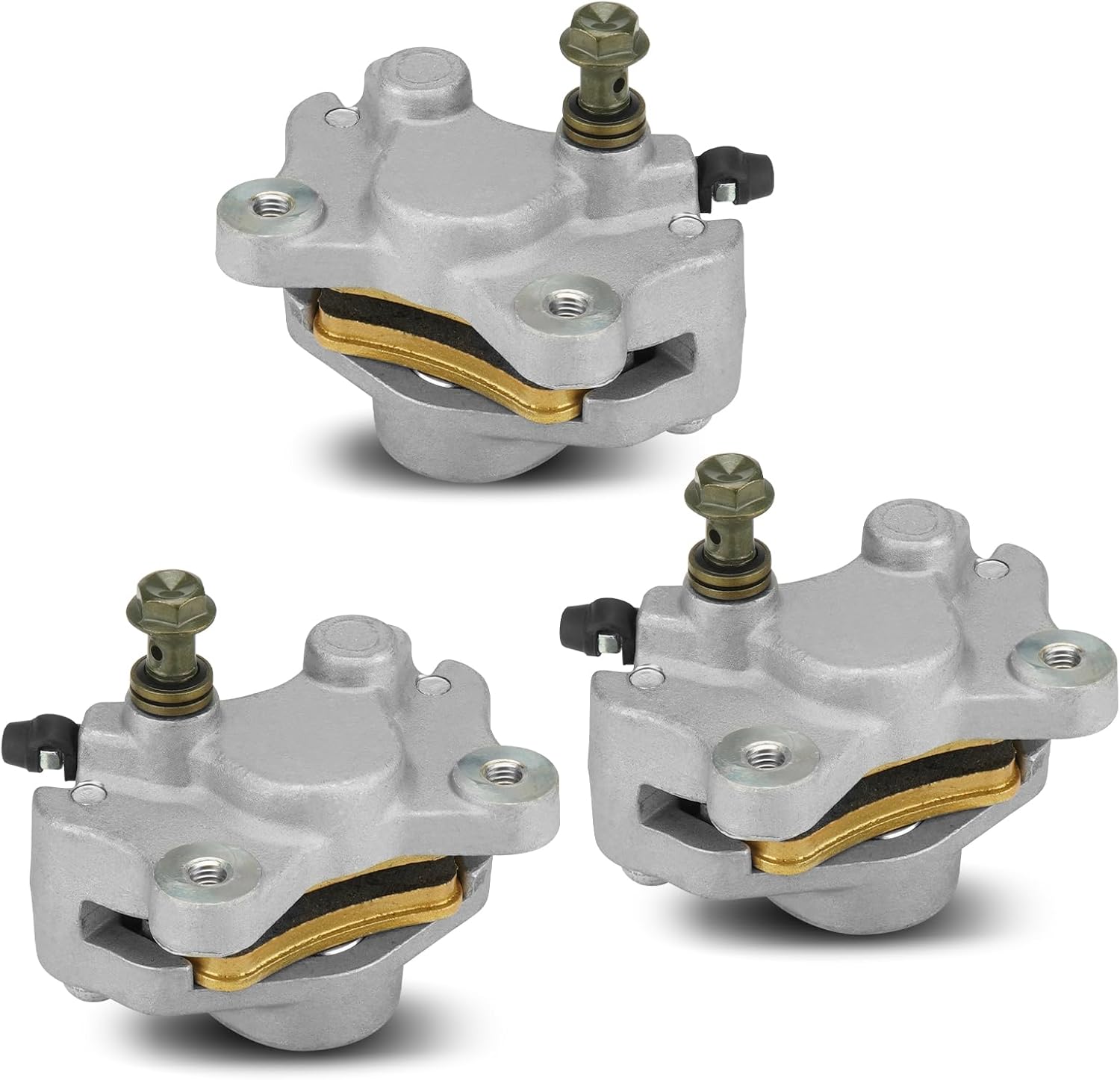 Front Rear Left/Right Brake Calipers Set with Pads for Arctic Cat ATV 250 300 375 400 454 500, Replace for 0402-011 0402-010, 3 Brake Calipers Set