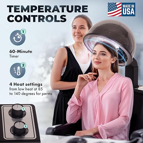 Miniatura 5 de Buy-Rite Kate - Combo de secador de pelo profesional y silla, secador de pelo con capucha de 980 W con temporizador, 4 ajustes de temperatura,