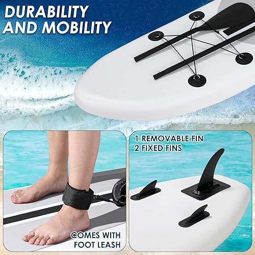 Vista 23 de TLSUNNY 10FT Inflatable Stand Up Paddle Board, 3 Fins Paddleboard with Full SUP Accessories for All Skill Levels, Portable Two-Way Hand Pump and