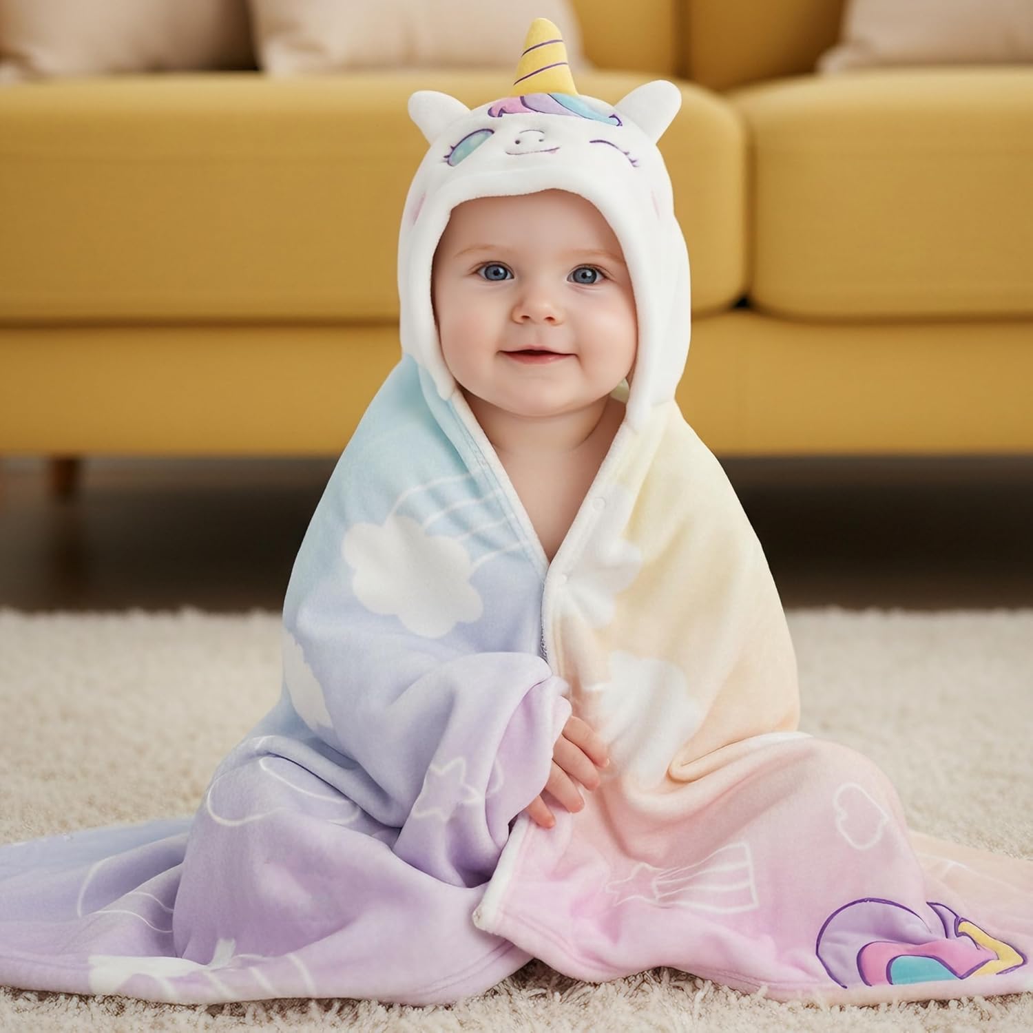 HECCEI 2-Pack Toddler Hooded Bath Towels – Unicorn & Elephant Set – Soft Absorbent Baby Bath Capes – Cute Animal Theme Gifts for Newborn Girls & Boys – Large Size (0-5 Years)