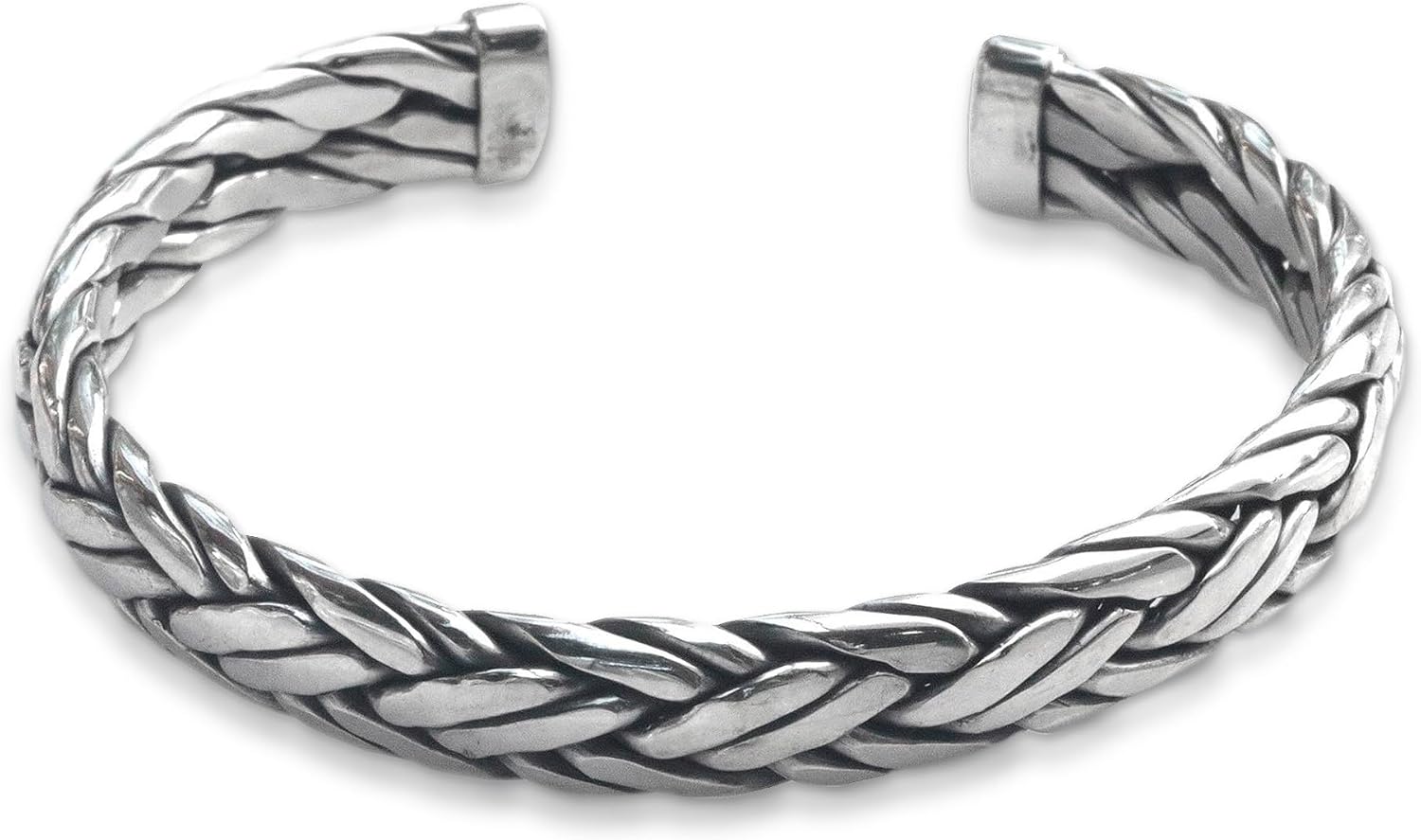 NOVICA Handmade Sterling Silver Men's Bracelets | Vintage Open Twisted Bangle | Byzantine Cuff Bracelet Jewelry | Braided Chain | Indonesia Balinese Traditional | 6.75" L (end to end) x 0.4" W