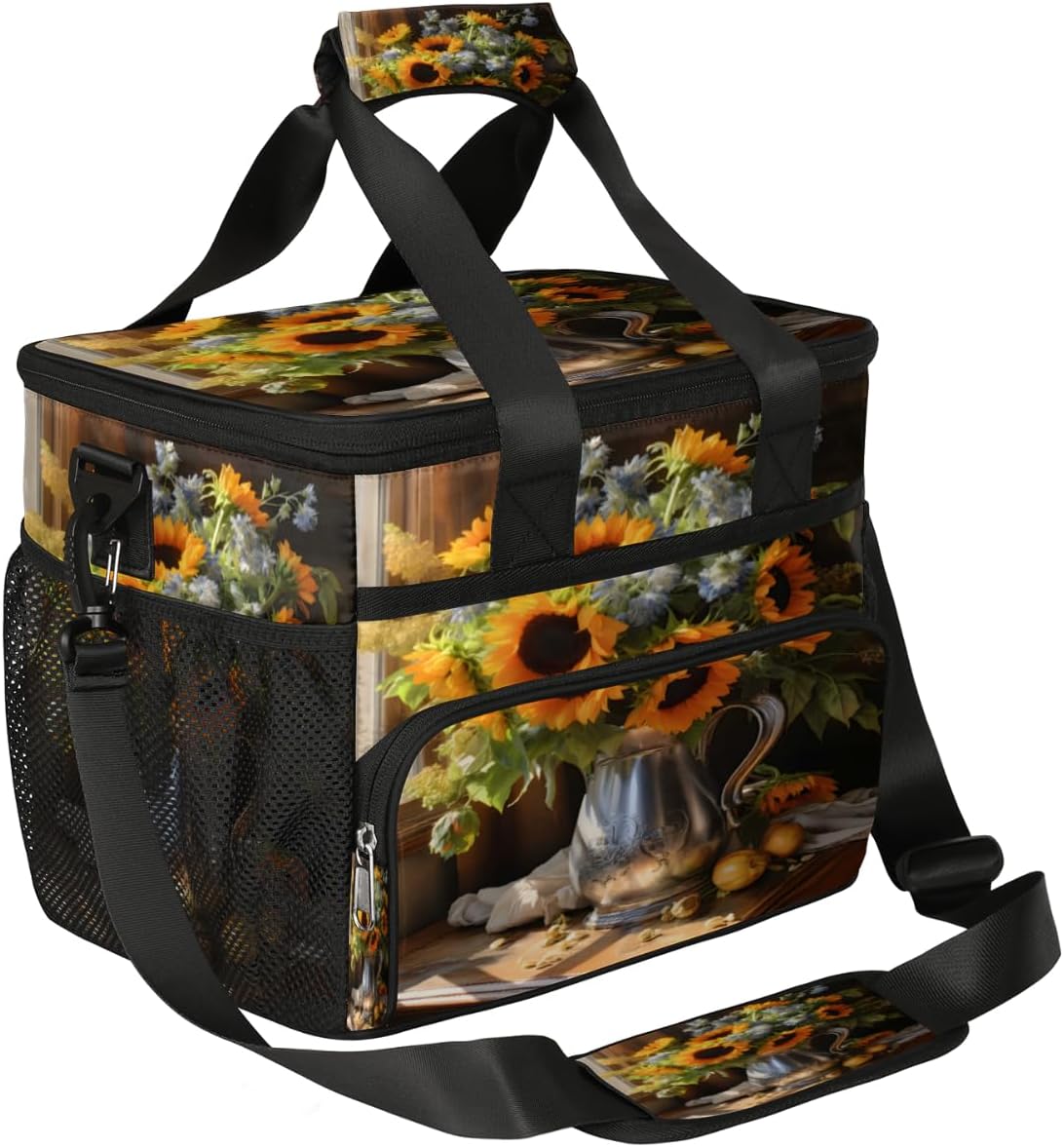 Sunflower Insulated Picnic Backpack Lunch Box for Women Men Picnic Basket Tote Lunch Bag Picnic Bag Portable Lunch Bags for Picnic, Beach, Work, Trip,Office, Camp Bouquet of Sunflower