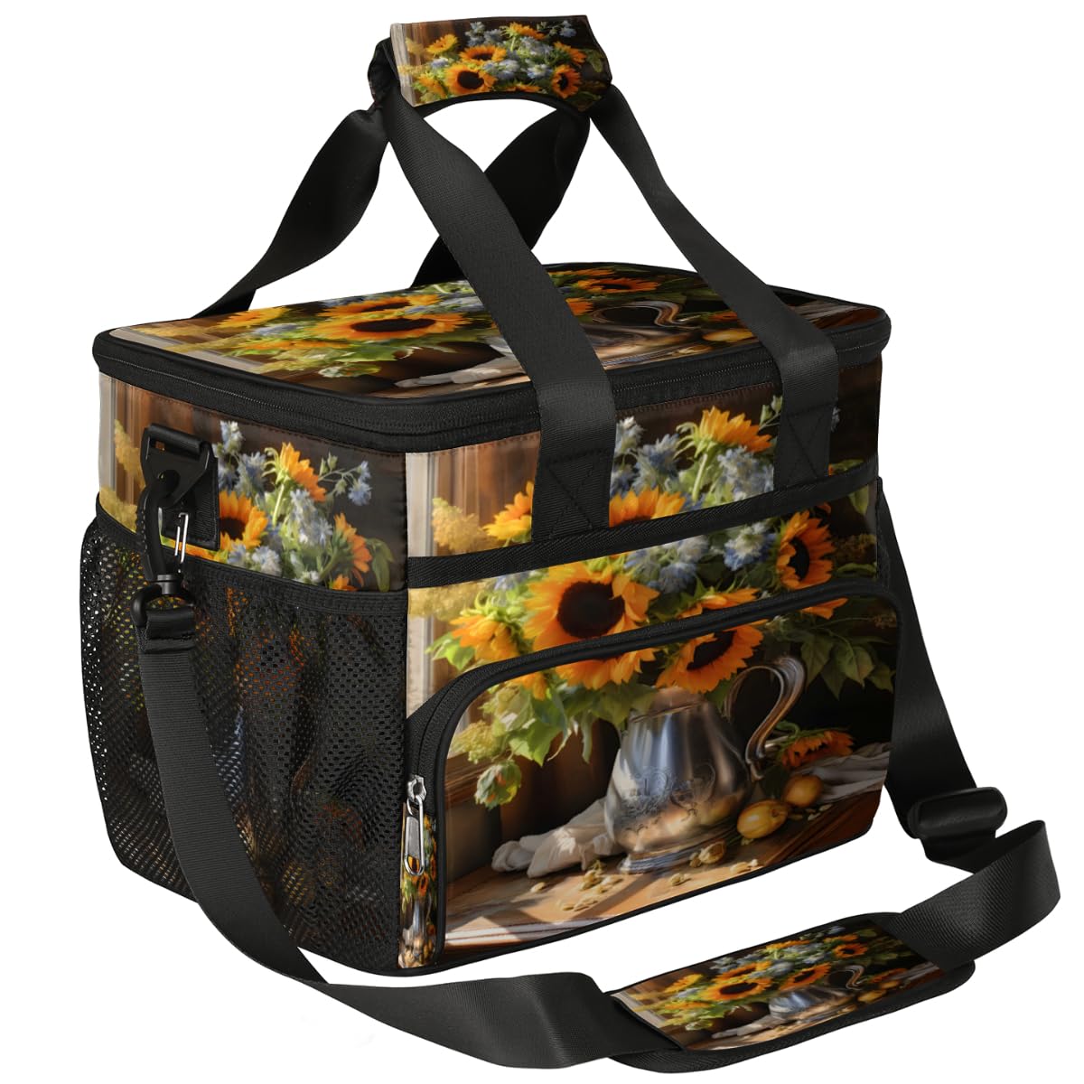 Sunflower Insulated Picnic Backpack Lunch Box for Women Men Picnic Basket Tote Lunch Bag Picnic Bag Portable Lunch Bags for Picnic, Beach, Work, Trip,Office, Camp Bouquet of Sunflower