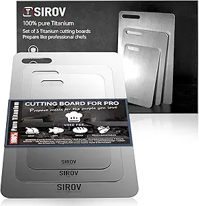 Titanium Cutting Board, 100% Pure Titanium Cutting Boards For Kitchen, Best Non Toxic chopping board, Dishwasher safe, Hygiene and Durability for Meat, Fruit, and Vegetables (Set of 3)