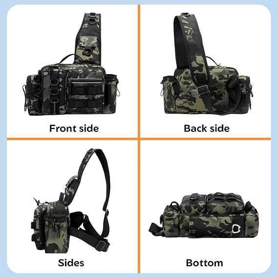 Fishing Bag Large Capacity Fishing Equipment Bag Carry Bag Multifunctional Shoulder Bag Fishings Bag Carp Bag Waist Bag with Shoulder Strap and Carry Handles Trout Fishing Bag (B)