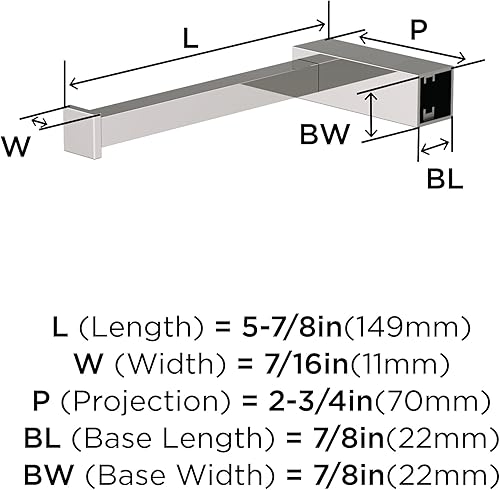 Vista 75 de Amerock BH3608226 Toallero cromado Toallero de 6-1/2 pulgadas (6.496 in) de longitud Monumento Toallero de mano para pared de baño Soporte