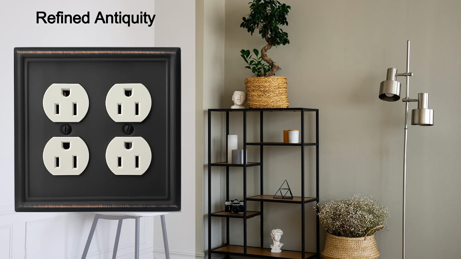 OKAWYC Double Duplex Outlet Light Switch Cover Luca Metal Wall Plate, 2-Pack Aged Bronze 2 Gang, for Receptacle Light Switch, Switch Cover Decorative Wallplate, Durable image 5