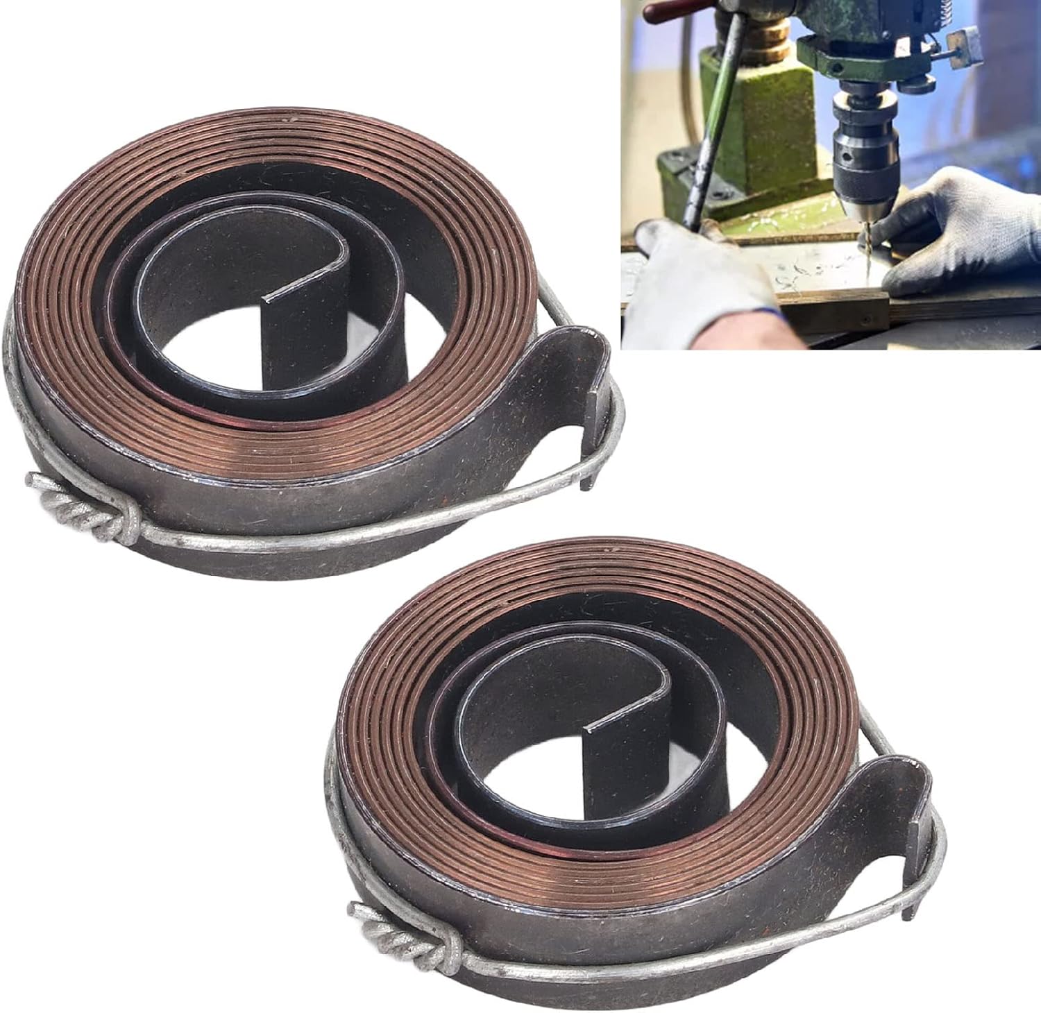 Buachois 2Pcs Drill Press Spring, Quill Feed Return Drill Press Coil, 0.8x10 Double Hook 37mm Outer Diameter Drill Press Return Spring for Lathe Bench