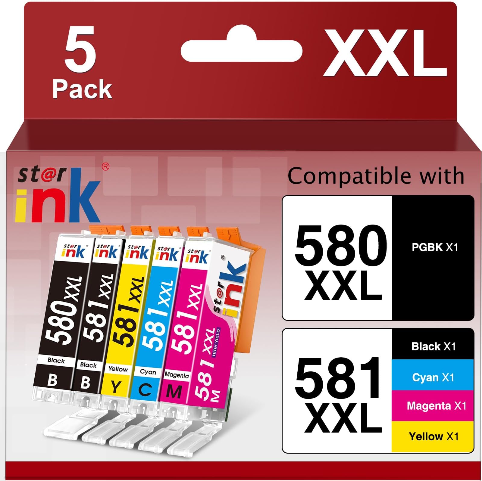 starink 581XXL 580XXL Ink Cartridge Compatible with Canon 580 & 581 Ink ...