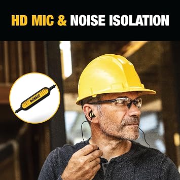 DEWALT Bluetooth Neckband Earbuds Bundle, Wireless Headphones w/Mic, 30H Playtime, Noise Reduction, IP56 Water-Resistant, Deep Bass, Lightweight Jobsite Headsets w/Controls