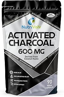 Activated Charcoal 600mg | 90 Capsules | Reduce Flatulence, Gas & Bloating | Detox