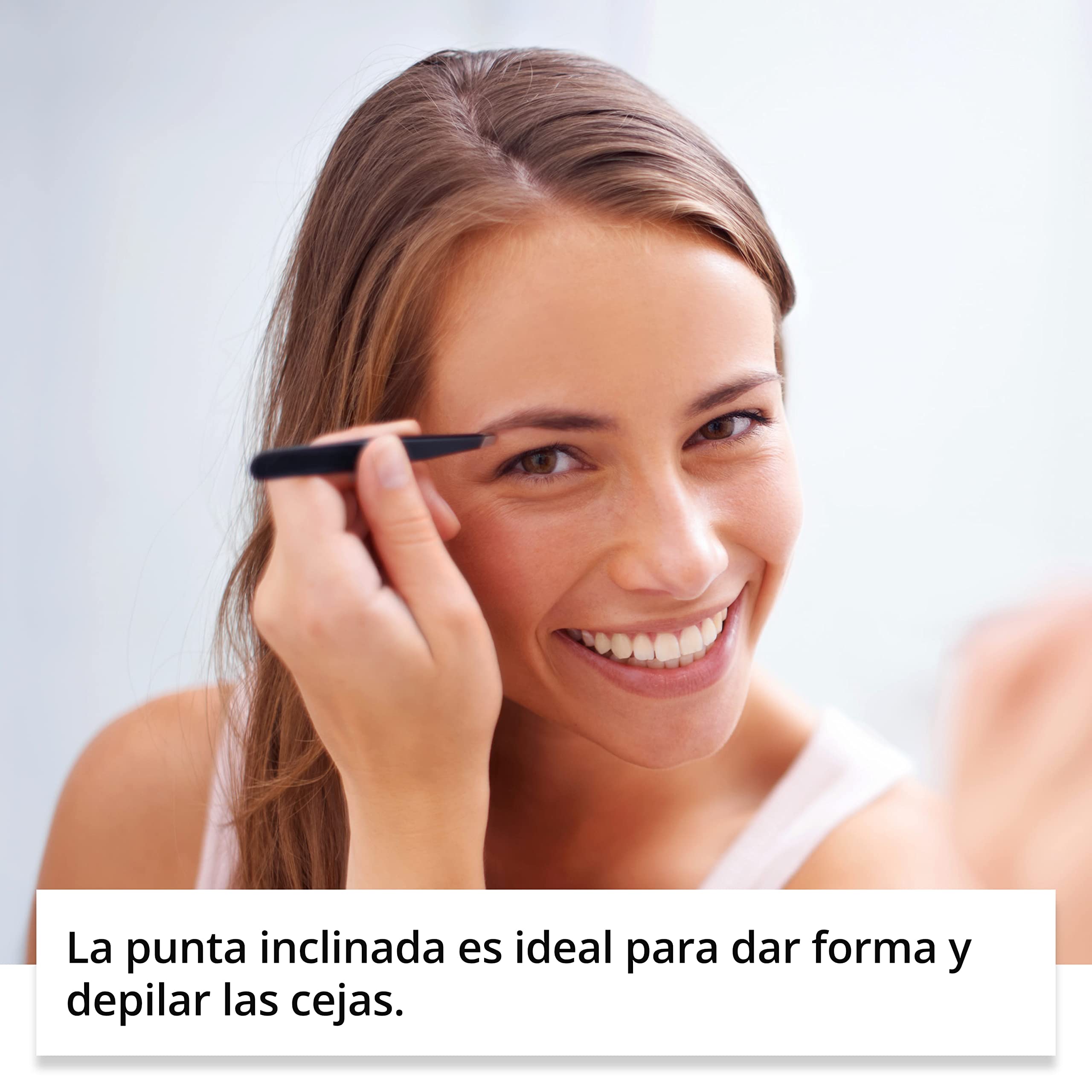 Rubis clásico - Pinzas de Depilar Profesionales - Pinza de Acero Inoxidable - Depilacion de Gran Precision para Cejas y Pelo Facial (oblicua / slant, negro)