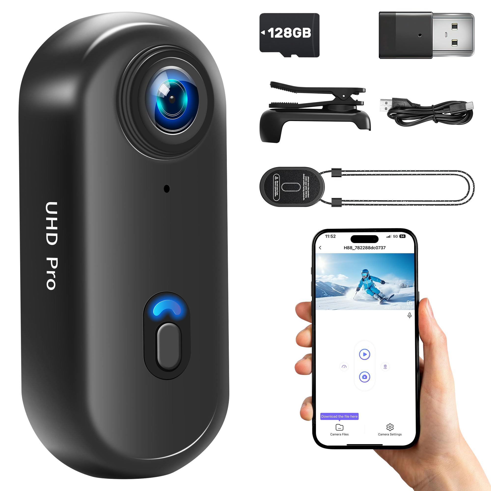 4K WiFi Action Camera with 128GB Card