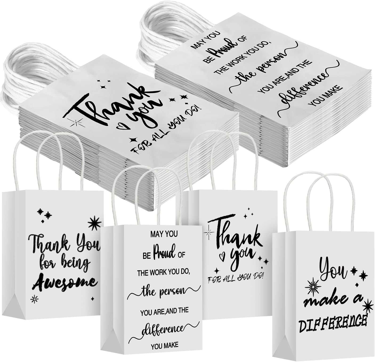 Gueevin40 Pcs Employee Appreciation Bulk Thank You Gifts Paper Bags for Employee Pastor Coworker Social Worker Thank You Birthday Party Gift Team Appreciation Inspirational Gift(White)