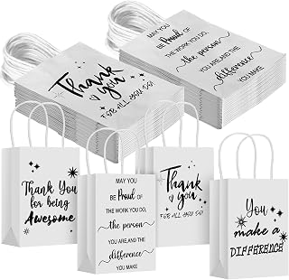 Gueevin 40 Pcs Employee Appreciation Thank You Gift Bags Bulk for Customer Service Pastor Day Vet Tech PA Week Team Gift Coworker Staff MA Week(Appreciation,White)