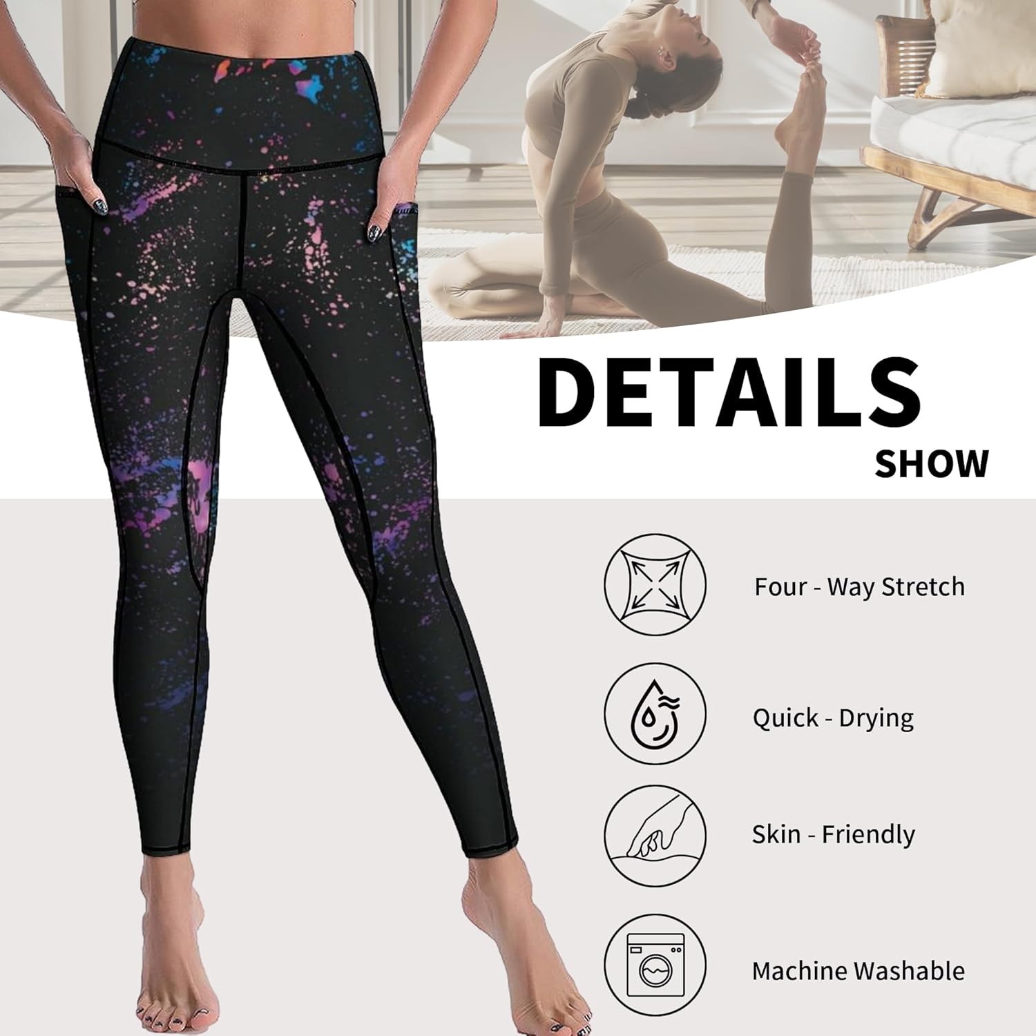 Cerburny High Waisted Exercise Yoga Pants with Pockets Workout Leggings for Women Running Pants - Image 5