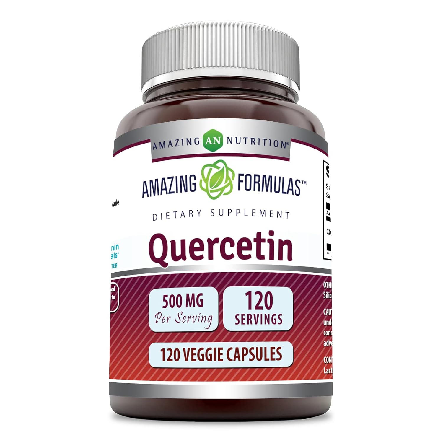 Amazing Formulas Quercetin 500mg 120 Veggie Capsules Supplement - Non-GMO - Gluten Free - Supports Overall Health Well