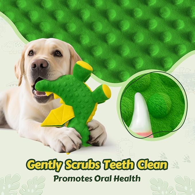 Juguete para Perros Dragón de Peluche con 5 Chirriadores, Verde, 10" miniatura 3