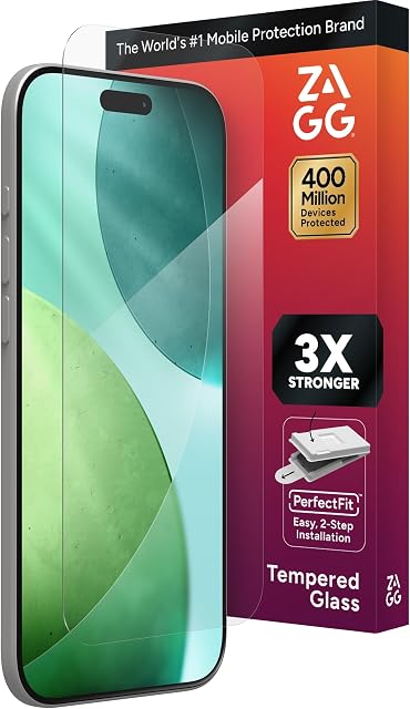 ZAGG Glass+ Screen Protector for iPhone Air - 3X Stronger, Impact & Shatter Protection, Scratch & Smudge-Resistant iPhone Tempered Glass, InvisibleShield, Easy PerfectFit Install