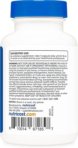 Miniatura 9 de Nutricost DHEA 25 mg, 240 cápsulas - Sin gluten, sin soja, sin OMG, suplemento