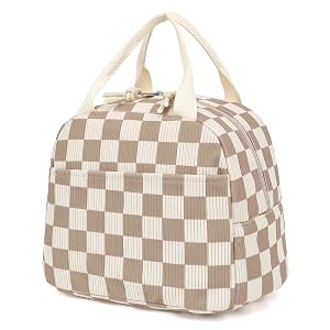 Corduroy Lunch Box for Women Girls Cooler Lunch Bags Reusable Insulated Lunchbox for Picnic School Work Travel Checkered