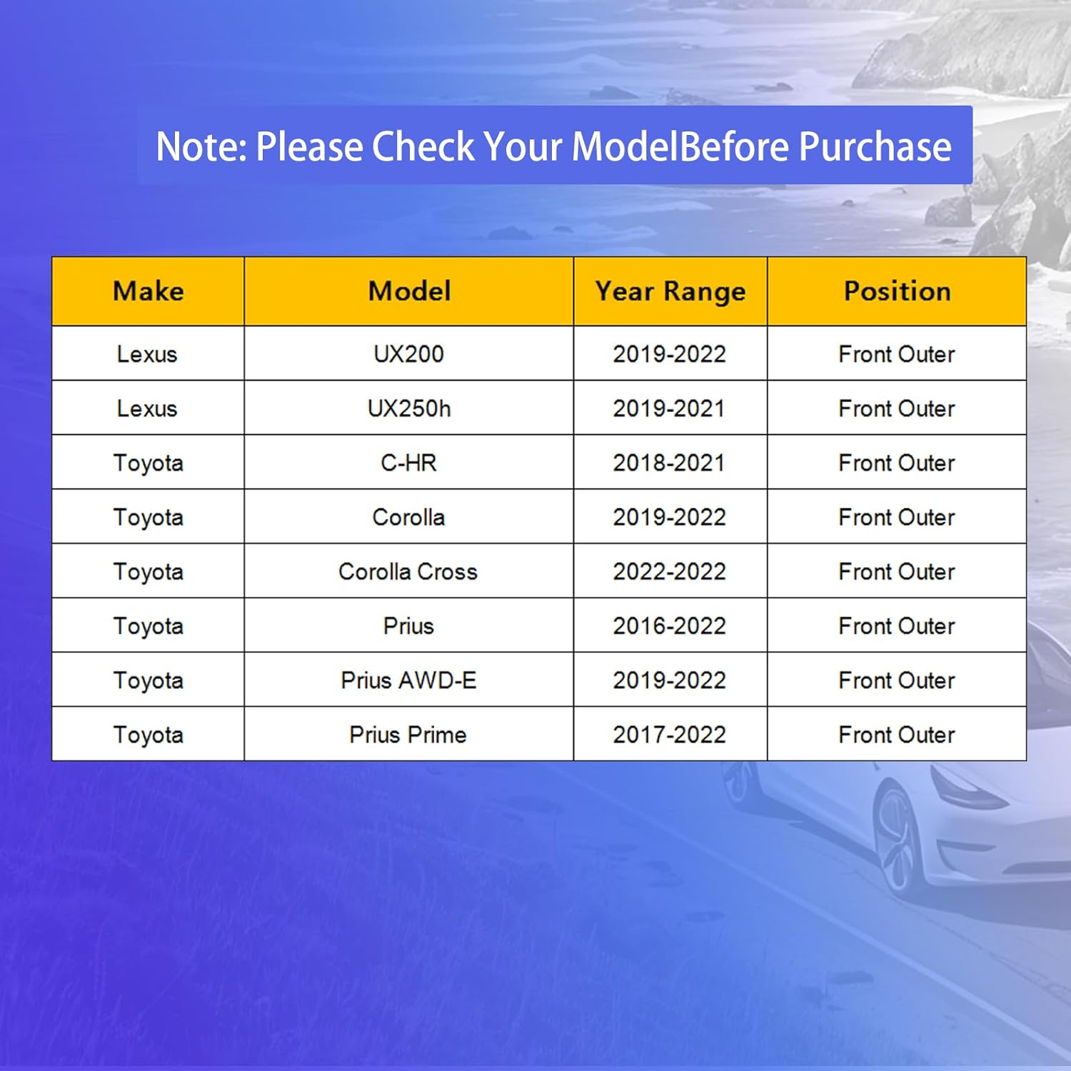 CYYDE 2 Front Outer Tie Rods for Toyota Prius 2016-22, Prius AWD-E 2019-22, Prius Prime 2017-22, Corolla 2019-22, C-HR 2018-21, Steering Tie Rod End for Lexus UX200 2019-22, UX250h 2019-21 ES801549