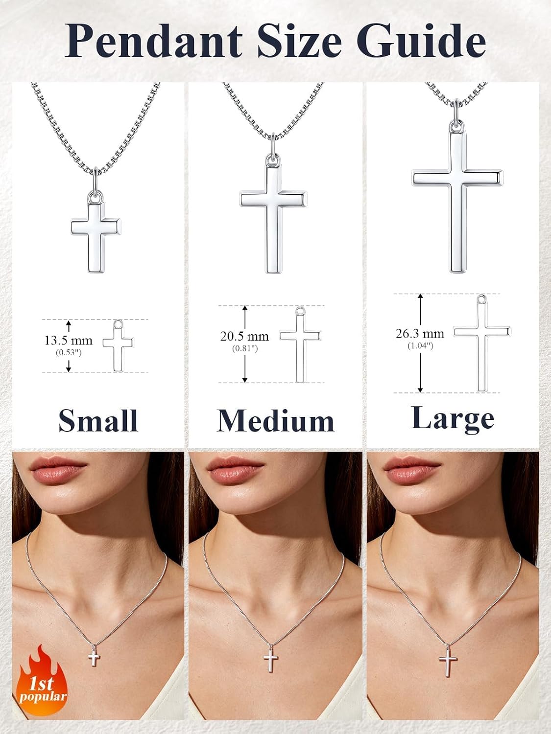 U7 Cross Necklace for Women,Silver/14K Gold Plated Cross Necklace with 18-20 inch Box Chain,Tiny/Medium/Large Cross Pendant Necklace Religious Necklaces Christian Jewelry Gift for Her