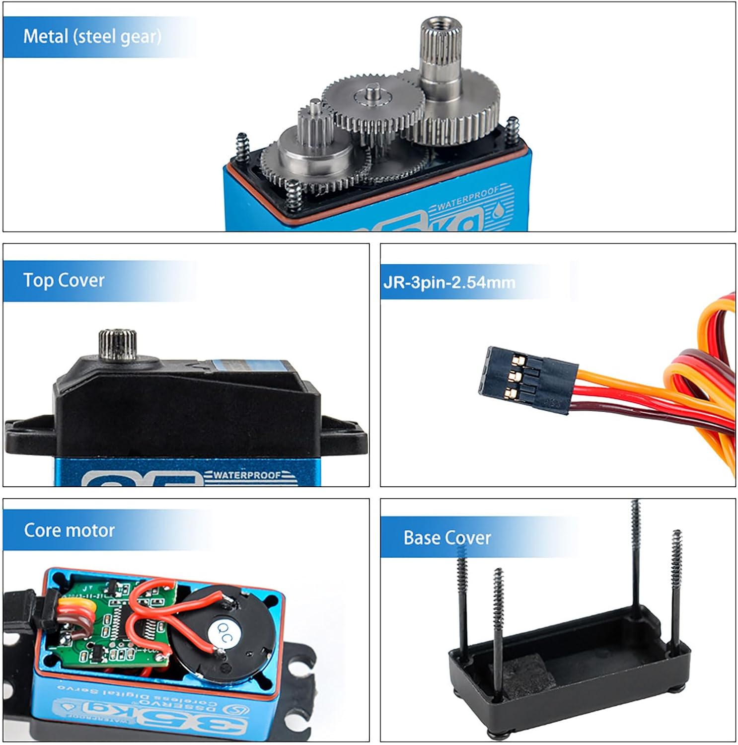 2PCS DS3235 High Torque 35kg Digital Servo Coreless Motor Waterproof Full Metal Gear Steering Servo with 25T Metal Arm for Robot RC Car (180°)