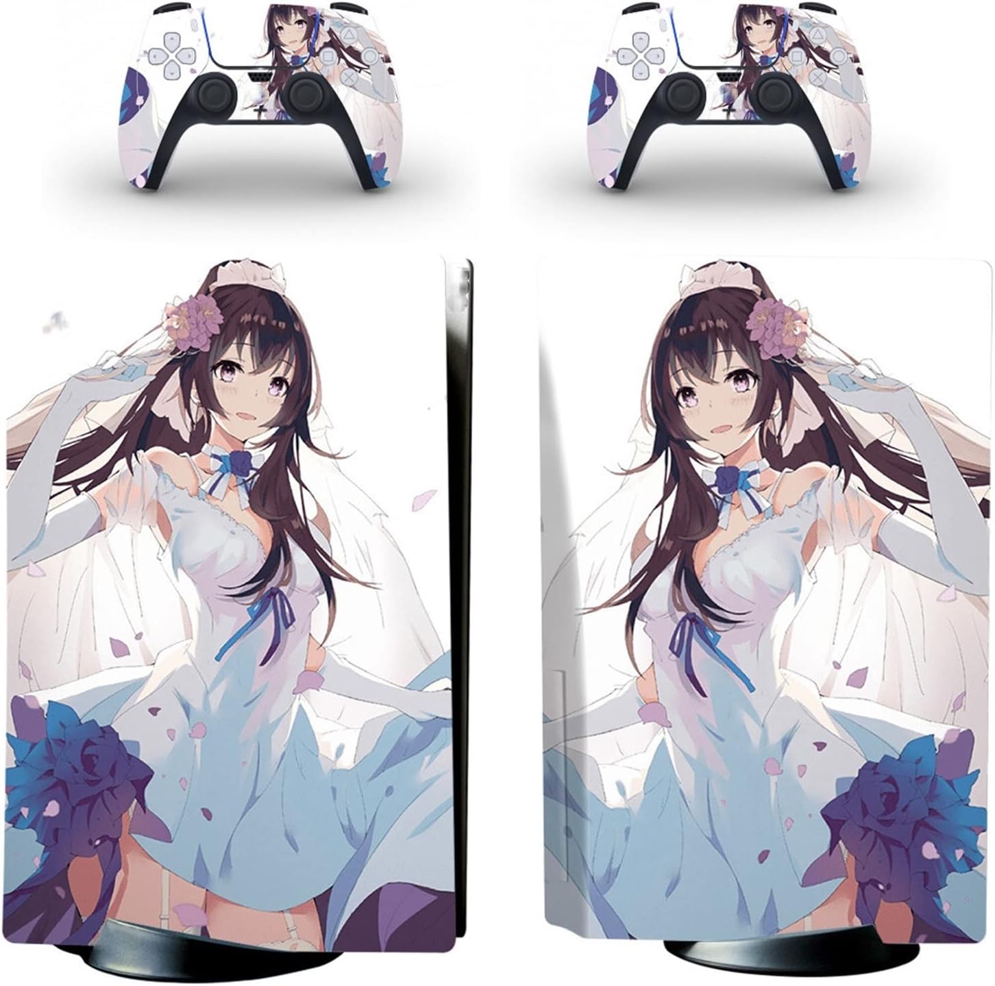 デカールスキン PS5ディスク版コンソールと2つのコントローラー用のアニメデカールスキンビニールカバースキンラップ、気泡のない、耐久