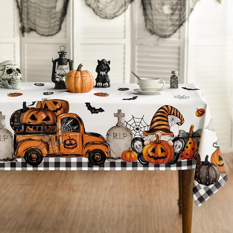 Horaldaily Halloween Tablecloth 60 x 84 Inch Rectangular Ghost Pumpkin