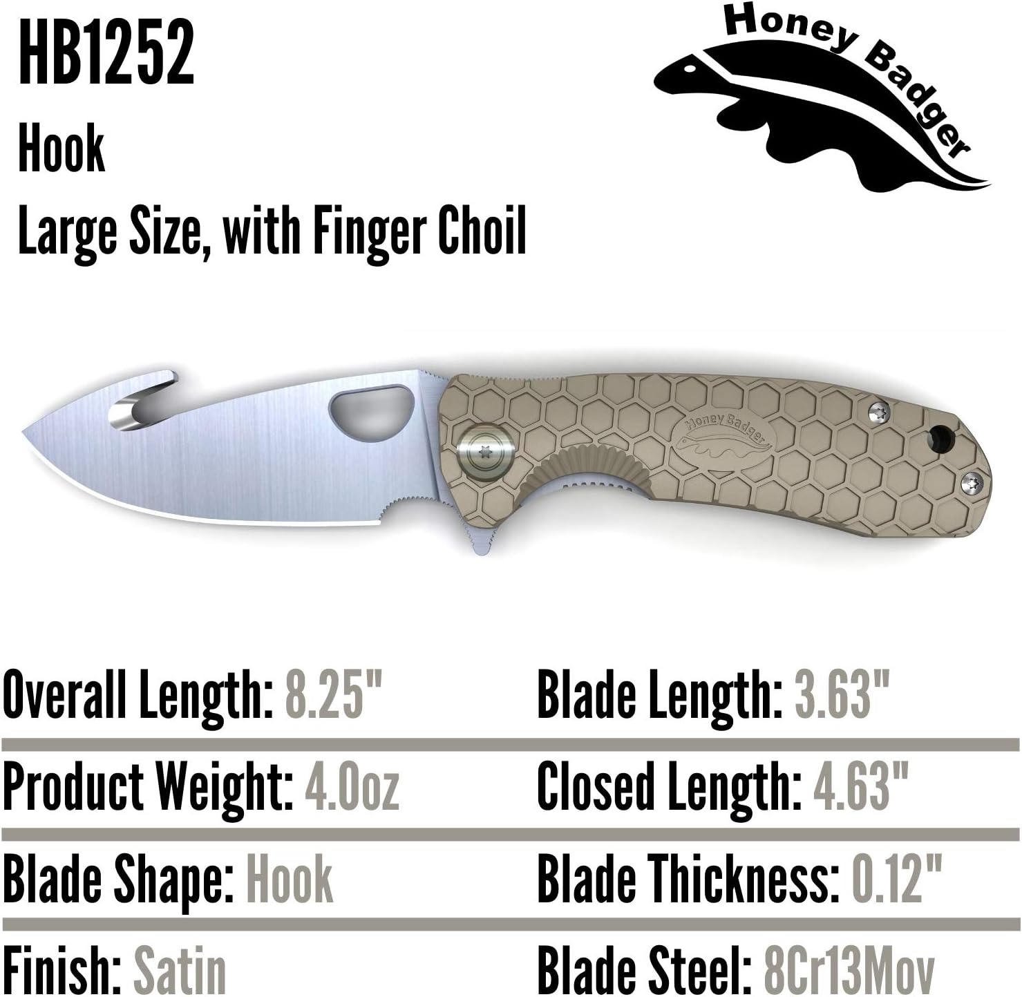Honey Badger Knives Replacement Pocket Clip - Fits Large Honey Badger Folding Knives