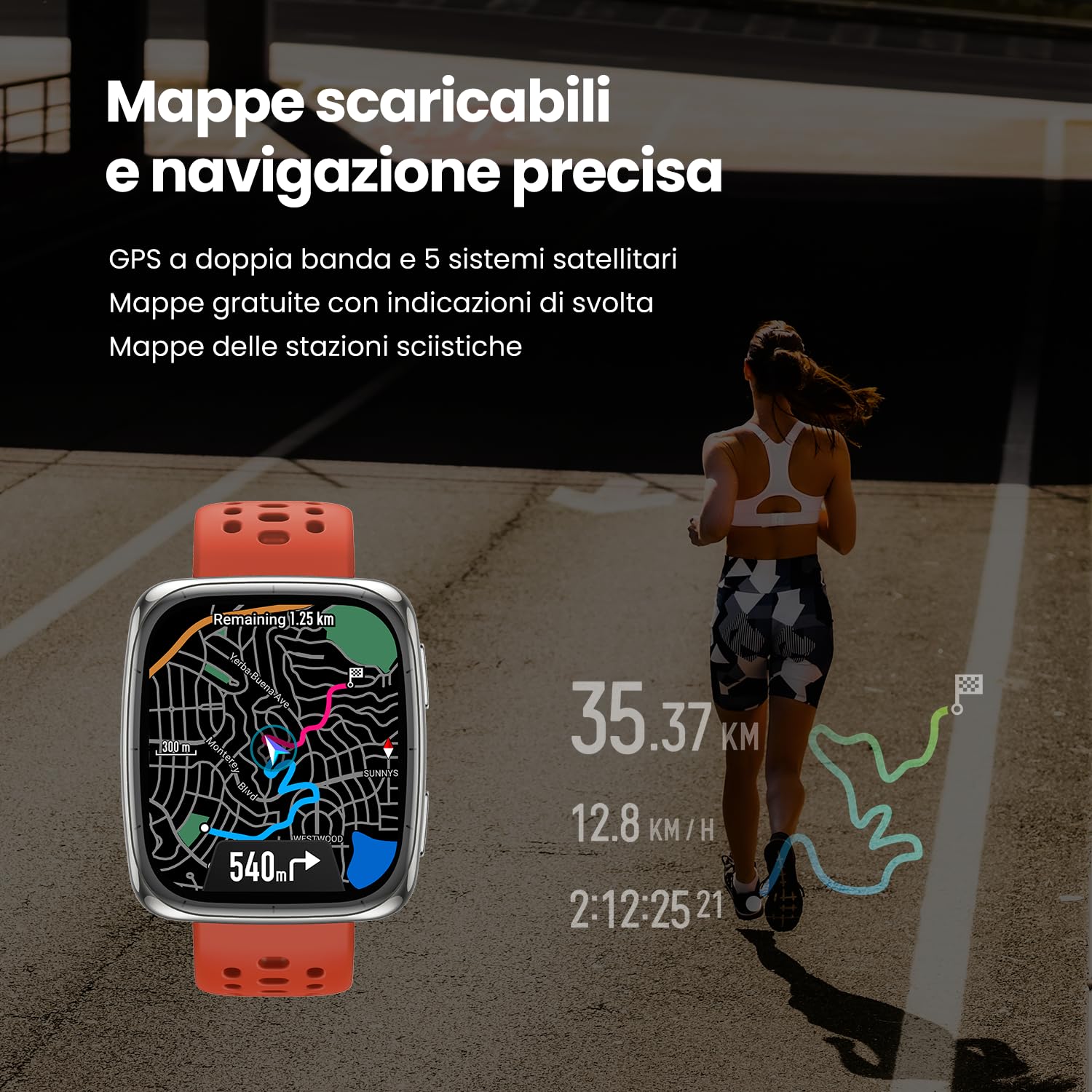 Amazfit Active 2 Smartwatch 1,75" AMOLED, Mappe Offline con GPS, Batteria 10 Giorni, 160+ Modalità Sport, Resistente all’Acqua, Monitoraggio Frequenza Cardiaca e Sonno per Android & iPhone, Pelle Nera