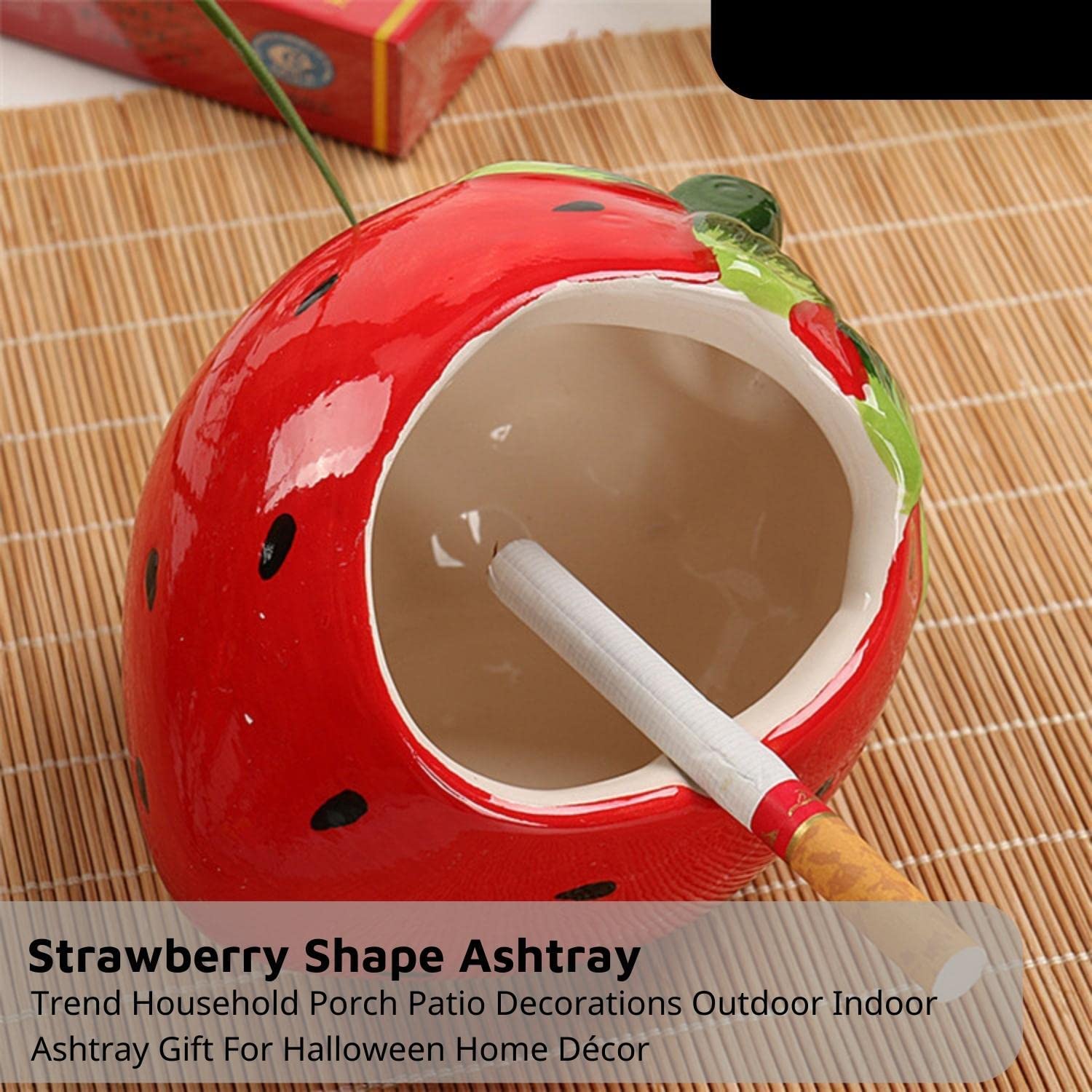AAPIE Posacenere da Esterno a Forma di Fragola Posacenere Rosso Senza Fumo Posacenere da Esterno in Ceramica Posacenere da Esterno per Sigarette Patio Bar Cafe Office