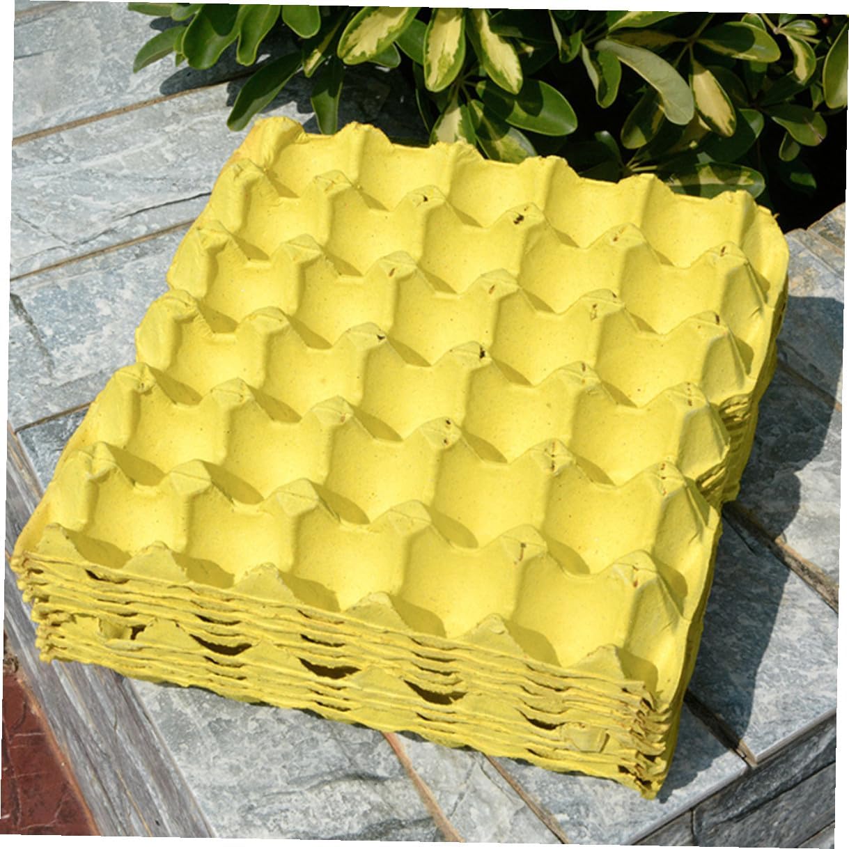 10pcs Yellow DIY Egg Storage Trays Household Egg Containers Paper Pulp Holder Rack for Refrigerator Kitchen Organizer