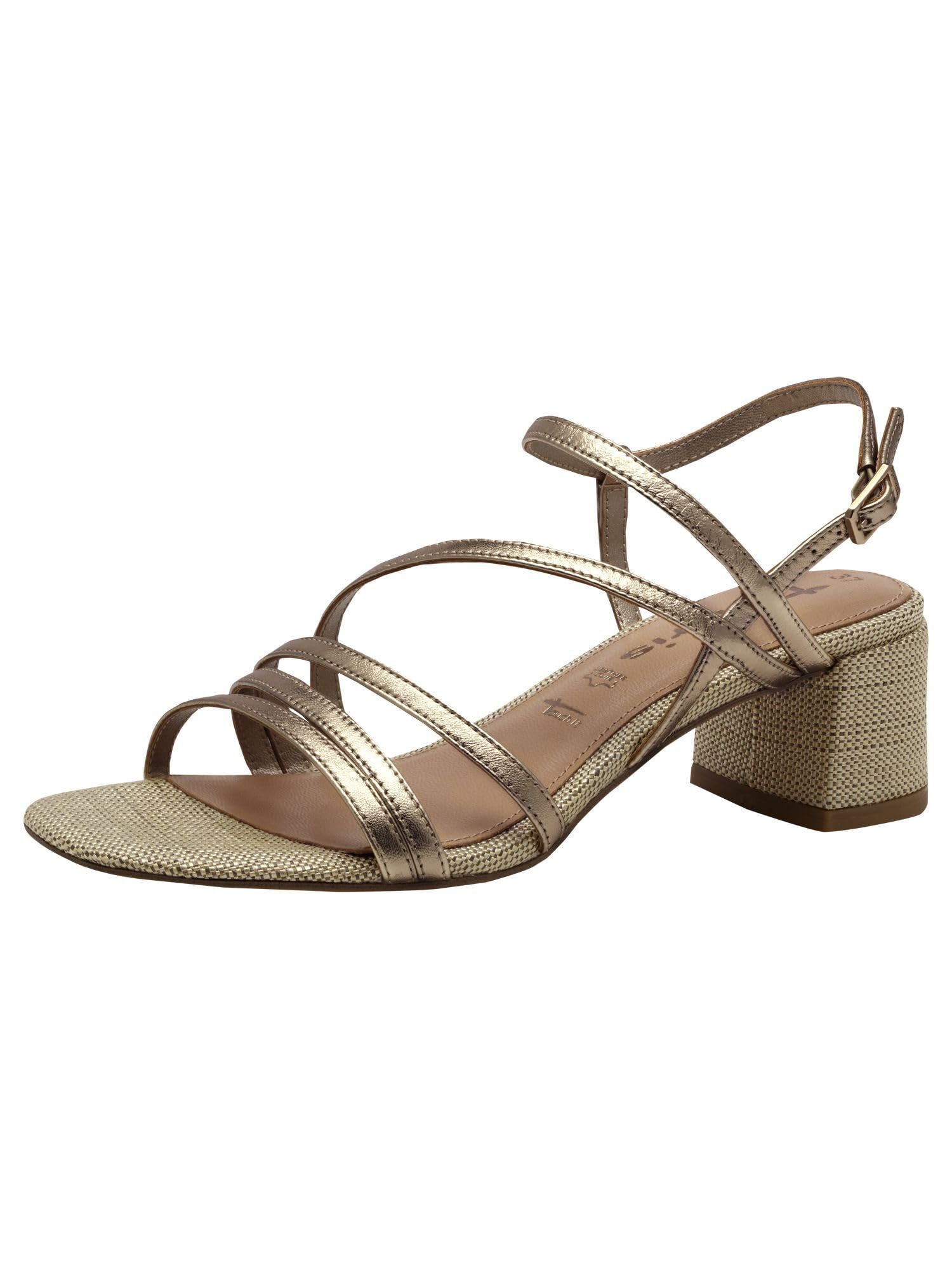 Tamaris Leather Heeled Sandals Women's Bronze Size 38 (5)
