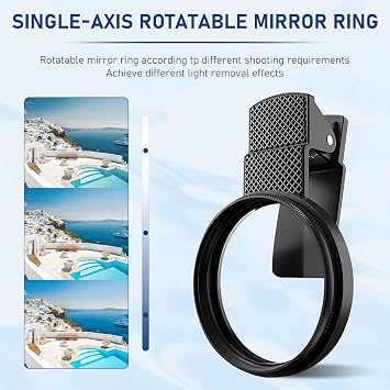 52mm Clip-on CPL Phone Camera Filter Kit, Circular Polarizer Filter, CPL Polarizer Phone Camera Lens Filter for iPhone Samsung/Android Smartphones